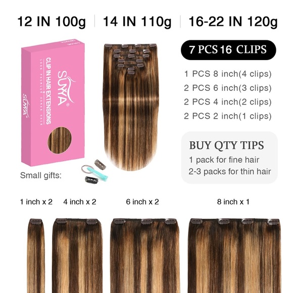 HUMAN HAIR Remy Double Weft Ombre Balayage Chocolate Brown to Caramel Blonde - Picture 3 of 14